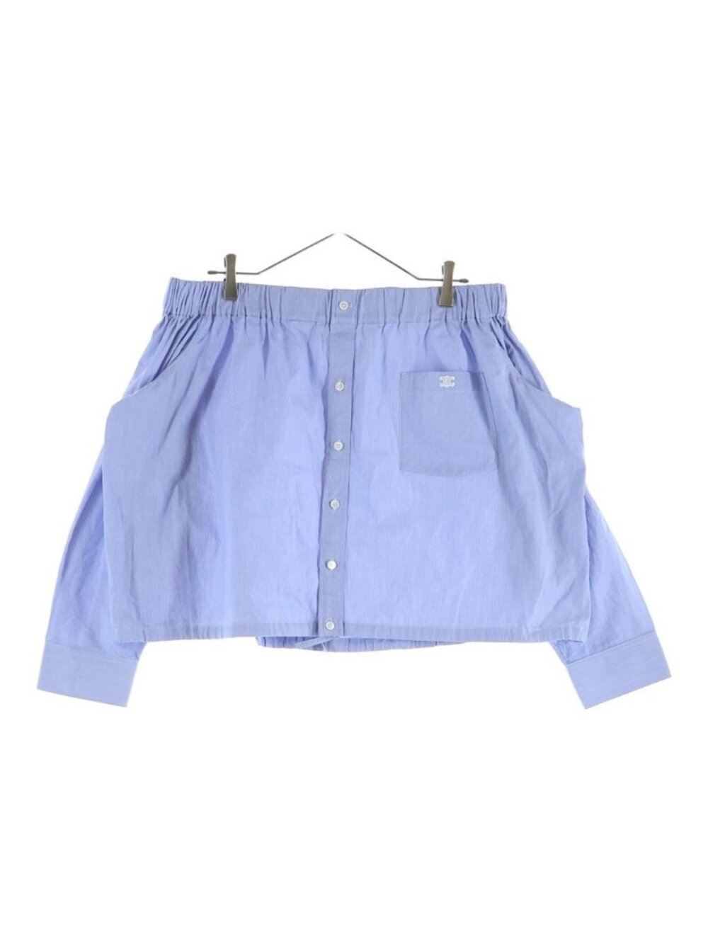 Celine Off Shoulder Shirt Blouse Blue Cotton